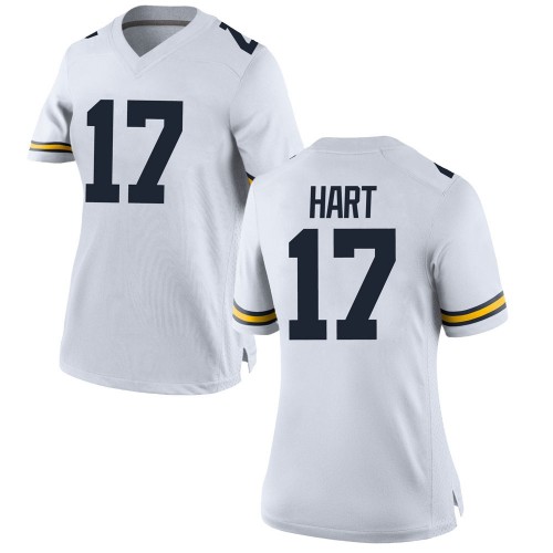 Will Hart Michigan Wolverines Women's NCAA #17 White Game Brand Jordan College Stitched Football Jersey TVZ1354UV